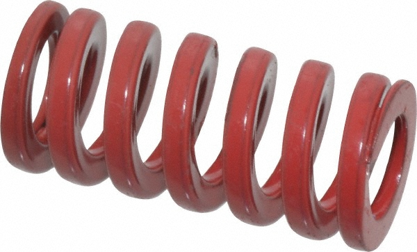 Die Spring: 5/8" Hole Dia, 11/32" Rod Dia, 1-1/4" Free Length, Red