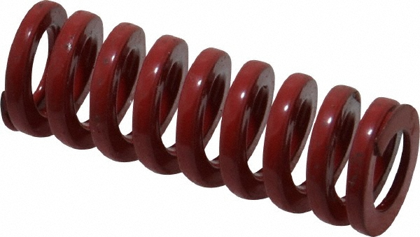 Die Spring: 5/8" Hole Dia, 11/32" Rod Dia, 1-3/4" Free Length, Red