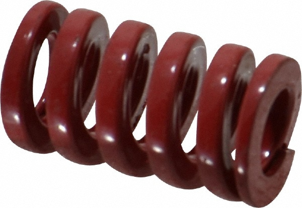 Die Spring: 3/4" Hole Dia, 3/8" Rod Dia, 1-1/4" Free Length, Red