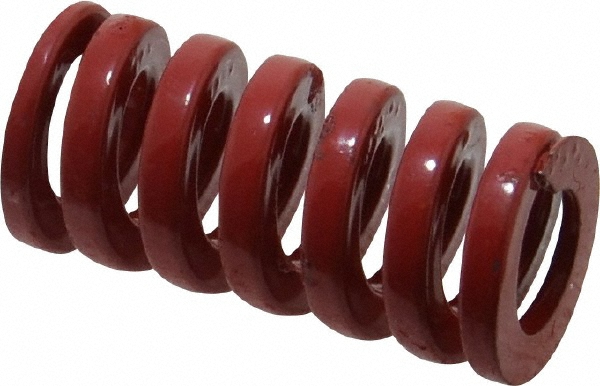 Die Spring: 3/4" Hole Dia, 3/8" Rod Dia, 1-1/2" Free Length, Red