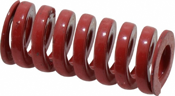 Die Spring: 3/4" Hole Dia, 3/8" Rod Dia, 1-3/4" Free Length, Red