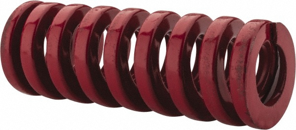 Die Spring: 3/4" Hole Dia, 3/8" Rod Dia, 2" Free Length, Red