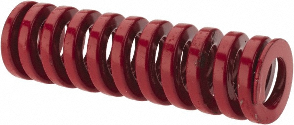Die Spring: 3/4" Hole Dia, 3/8" Rod Dia, 2-1/2" Free Length, Red