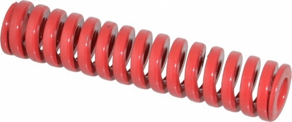 Die Spring: 3/4" Hole Dia, 3/8" Rod Dia, 3-1/2" Free Length, Red