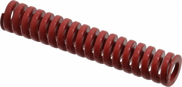 Die Spring: 3/4" Hole Dia, 3/8" Rod Dia, 4" Free Length, Red