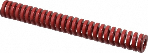 Die Spring: 3/4" Hole Dia, 3/8" Rod Dia, 6" Free Length, Red