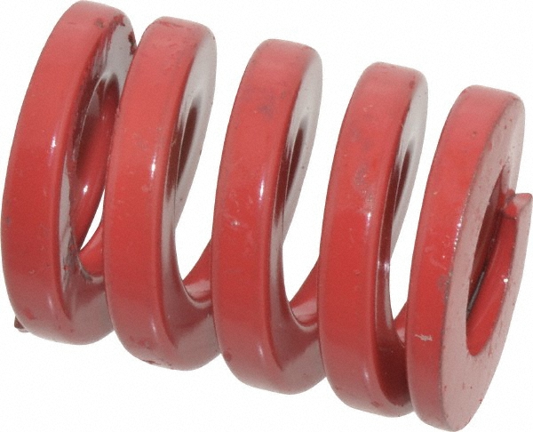 Die Spring: 1" Hole Dia, 1/2" Rod Dia, 1-1/4" Free Length, Red