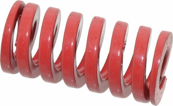 Die Spring: 1" Hole Dia, 1/2" Rod Dia, 2" Free Length, Red
