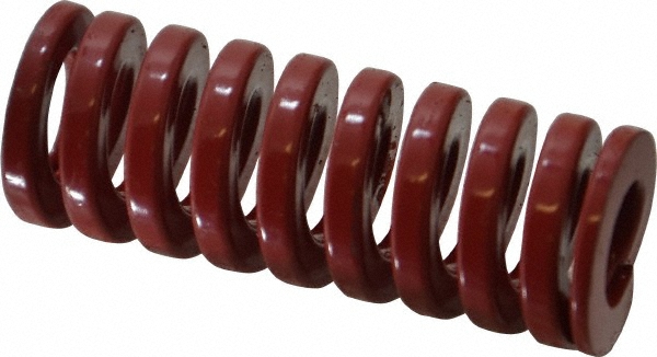 Die Spring: 1" Hole Dia, 1/2" Rod Dia, 2-1/2" Free Length, Red