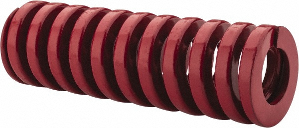 Die Spring: 1" Hole Dia, 1/2" Rod Dia, 3" Free Length, Red