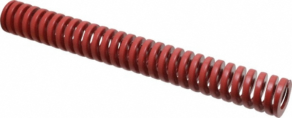 Die Spring: 1" Hole Dia, 1/2" Rod Dia, 8" Free Length, Red