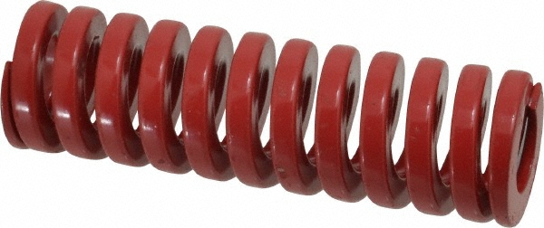 Die Spring: 1-1/4" Hole Dia, 5/8" Rod Dia, 4" Free Length, Red