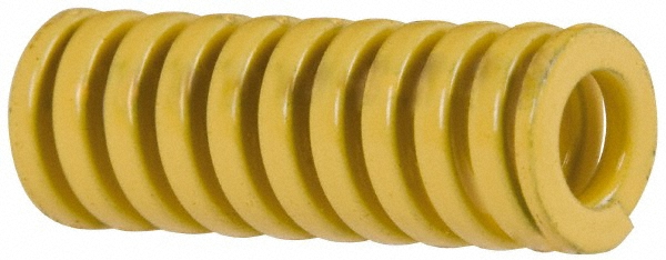 Die Spring: 3/8" Hole Dia, 3/16" Rod Dia, 1" Free Length, Yellow