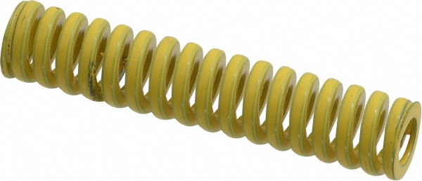Die Spring: 3/8" Hole Dia, 3/16" Rod Dia, 1-3/4" Free Length, Yellow