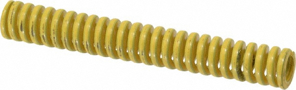 Die Spring: 3/8" Hole Dia, 3/16" Rod Dia, 2-1/2" Free Length, Yellow