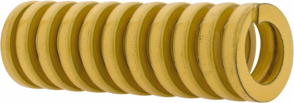 Die Spring: 1/2" Hole Dia, 9/32" Rod Dia, 1-1/2" Free Length, Yellow