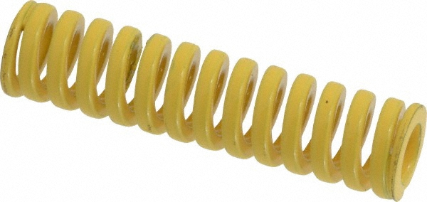 Die Spring: 1/2" Hole Dia, 9/32" Rod Dia, 2" Free Length, Yellow