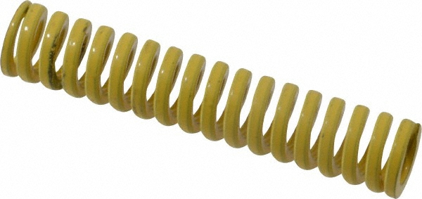 Die Spring: 1/2" Hole Dia, 9/32" Rod Dia, 2-1/2" Free Length, Yellow