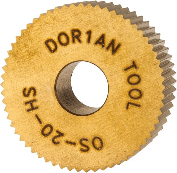 Dorian Tool 73310125612 Standard Knurl Wheel: 1" Dia, 90 ° Tooth Angle, 20 TPI, Straight, High Speed Steel 