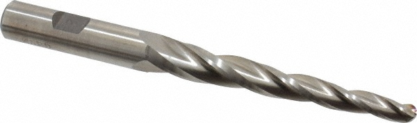 Made in USA BL-413 Tapered End Mill: 2 &deg; per Side, 1/4" Small Dia, 3-1/4" LOC, 3 Flutes, High Speed Steel, Ball End Image