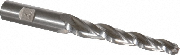 Made in USA BL-613B Tapered End Mill: 2 &deg; per Side, 3/8" Small Dia, 3-1/4" LOC, 3 Flutes, High Speed Steel, Ball End Image