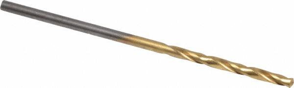 Screw Machine Drill Bit: #53 (0.0595) Dia, 135 deg, HSS - TiN Finish, 1-5/8" OAL, Right Hand Cut, 2 Flute, Regular Spiral Flute, Straight-Cylindrical Shank, Series 2159