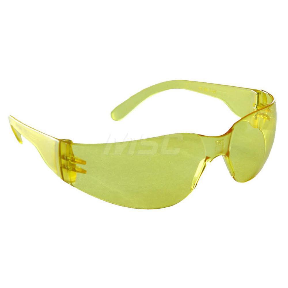 Safety Glass: Anti-Fog & Scratch-Resistant, Polycarbonate, Amber Lenses, Frameless, UV Protection