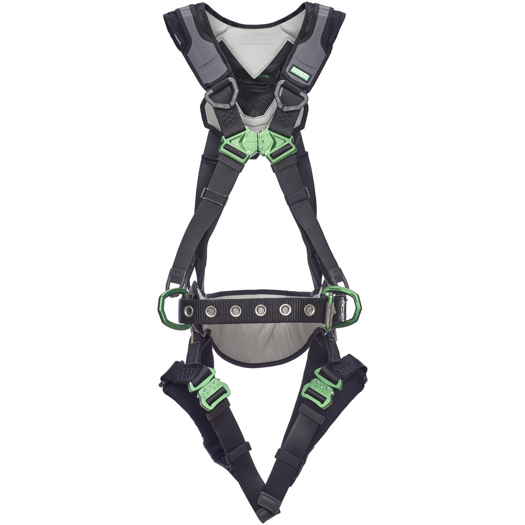 MSA | V-Flex Fall Protection Harnesses: 400.000 Lb, Construction Style, Size Medium & Standard, For Construction, Polyester, Back & Hips D-Ring