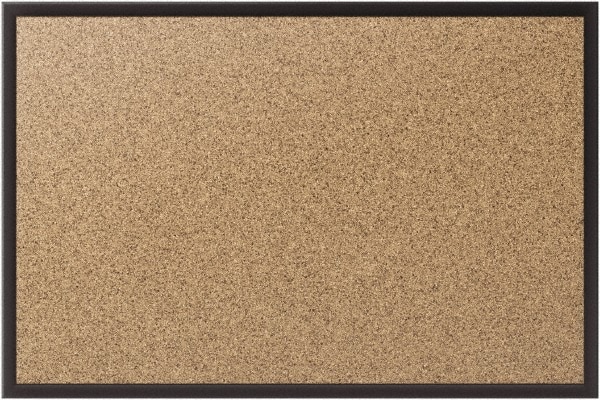 Bulletin Board: 36" Width, 24" Height, Cork Board, Natural Cork