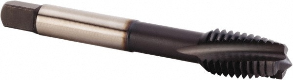 Spiral Flute Tap: 5/16-18 UNC, 3 Flutes, Plug, 2BX Class of Fit, Powdered Metal, TiN/CrC/C Coated
