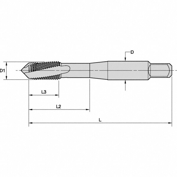 Overall Length 2.3700 High Speed Steel Spiral Flute Tap UNF Thread Size #10-32