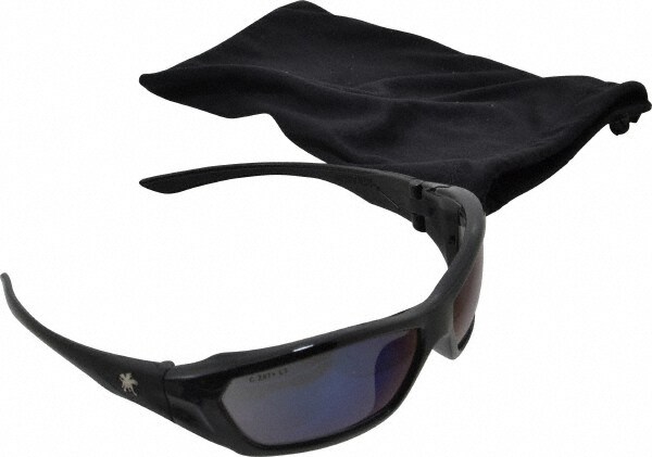 Safety Glass: Scratch-Resistant, Polycarbonate, Blue Mirror Lenses, Full-Framed, UV Protection