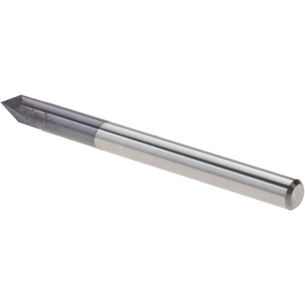 Harvey Tool Chamfer Mill: 1/8" Dia, 60 deg, 2 Flute, 1/8" Shank Dia, Solid Carbide, Single End - 1-1/2" OAL, AlTiN Coated | Part #18730-C3