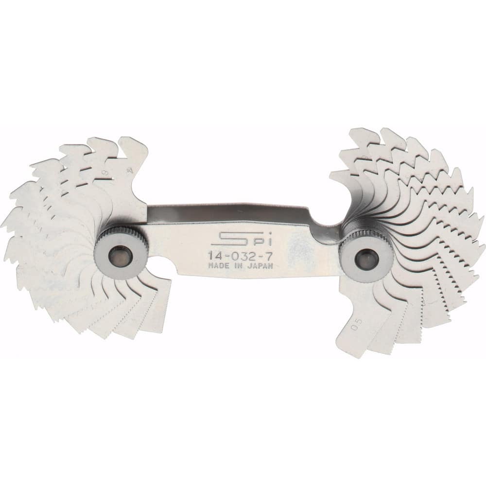 28 Leaf, 0.5 to 6mm Pitch Range, 4 to 56 TPI Range, Stainless Steel Screw Pitch Gage