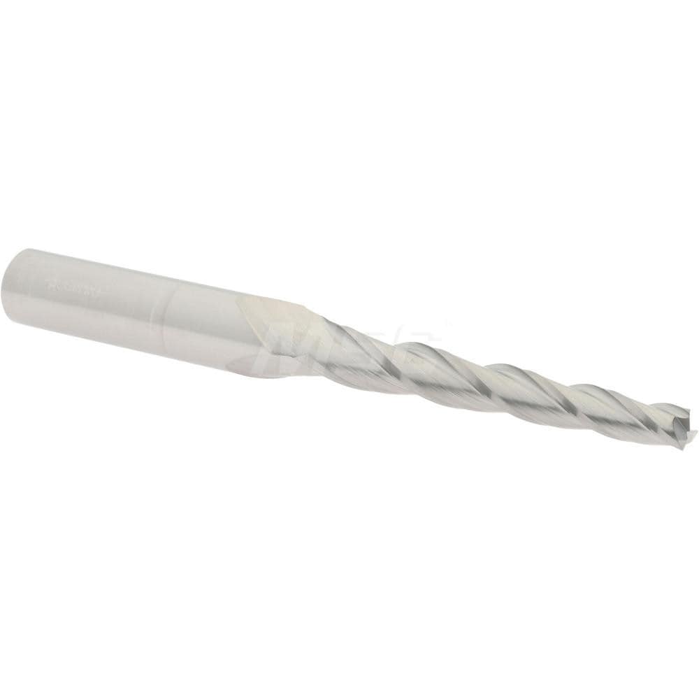 Accupro 12177474 Tapered End Mill: 1.5 ° per Side, 3/16" Small Dia, 1-3/4" LOC, 3 Flutes, Solid Carbide, Square End 