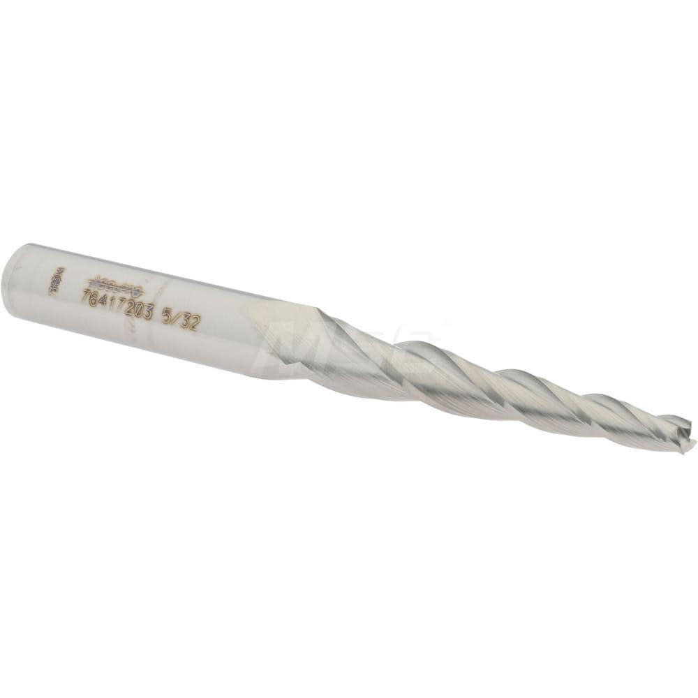 Accupro 12177506 Tapered End Mill: 3 ° per Side, 5/32" Small Dia, 1-3/4" LOC, 3 Flutes, Solid Carbide, Square End 