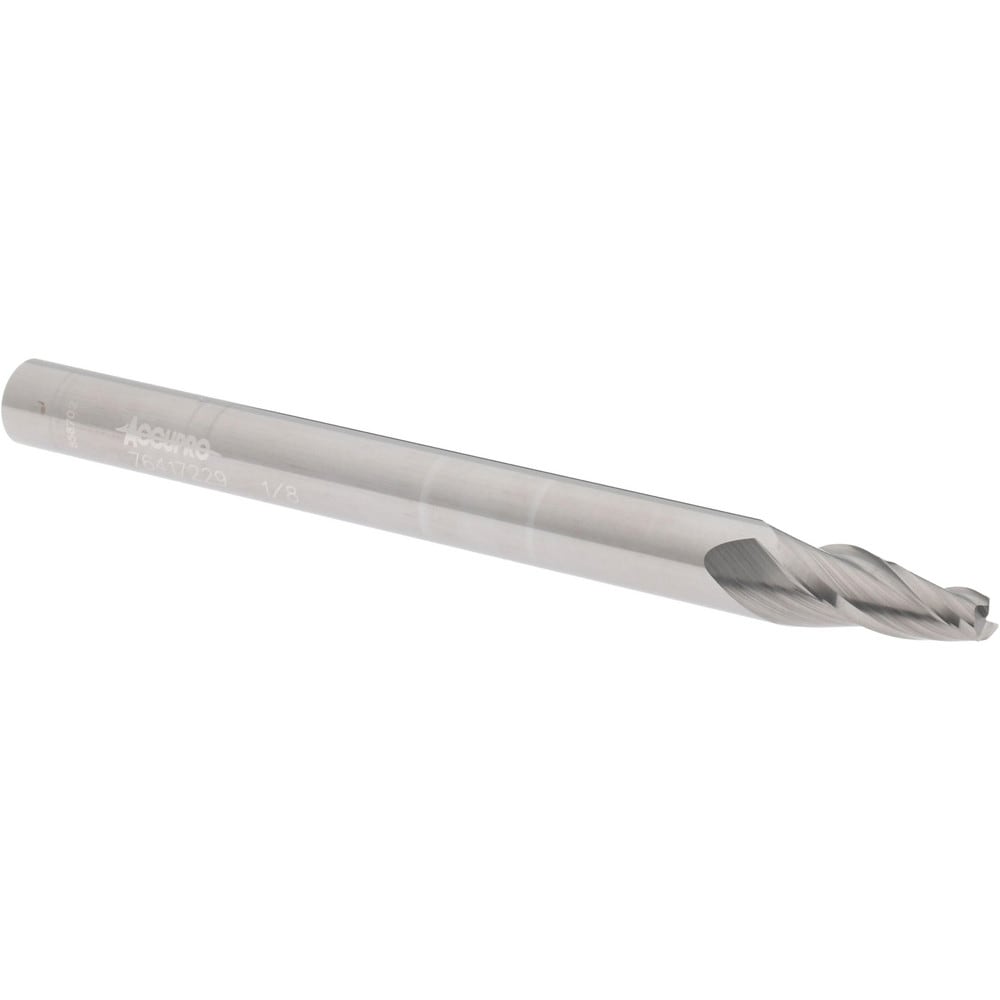 Accupro 12177535 Tapered End Mill: 7 ° per Side, 1/8" Small Dia, 1/2" LOC, 3 Flutes, Solid Carbide, Square End 