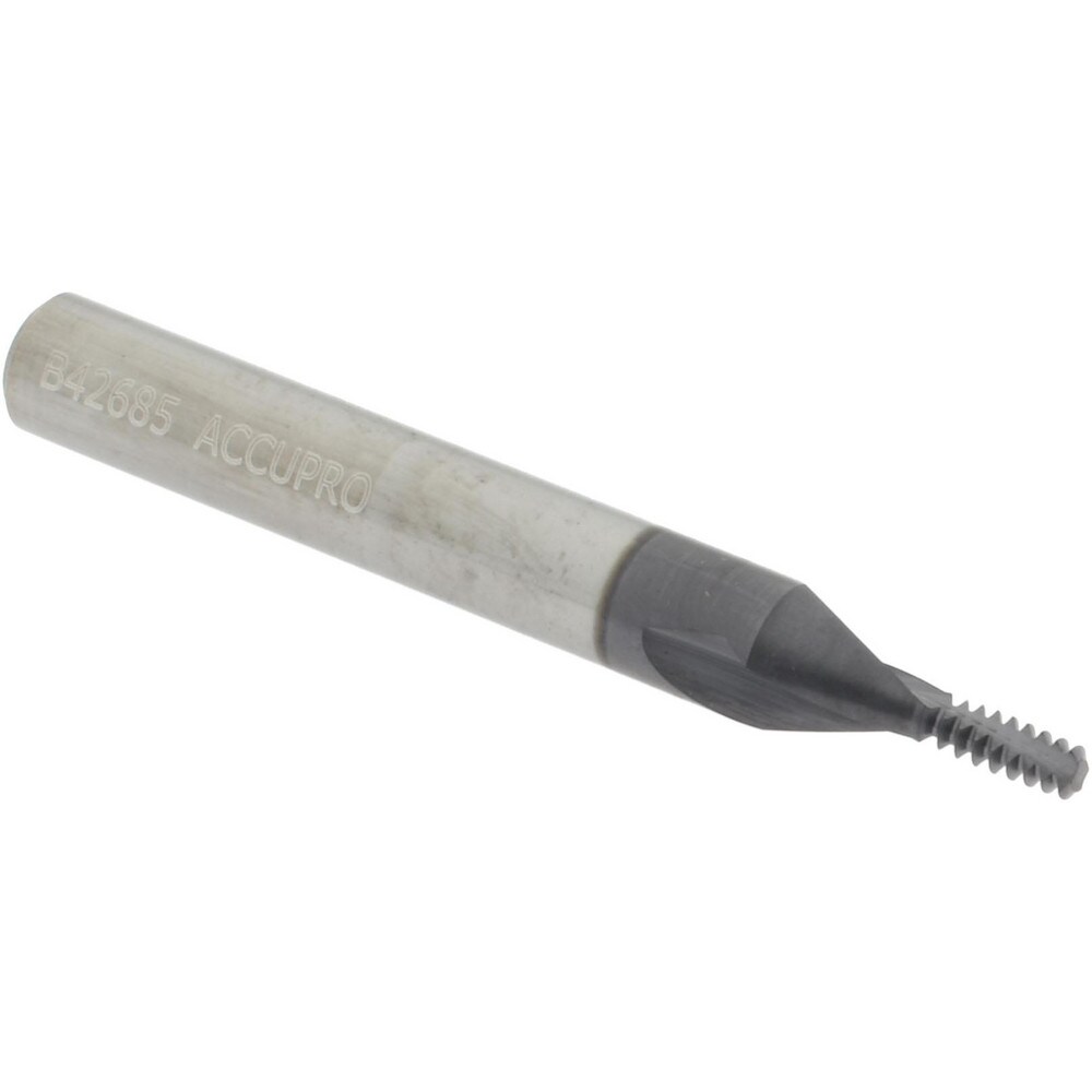 Helical Flute Thread Mill: #6-32, Internal, 2 Flute, 1/4" Shank Dia, Solid Carbide