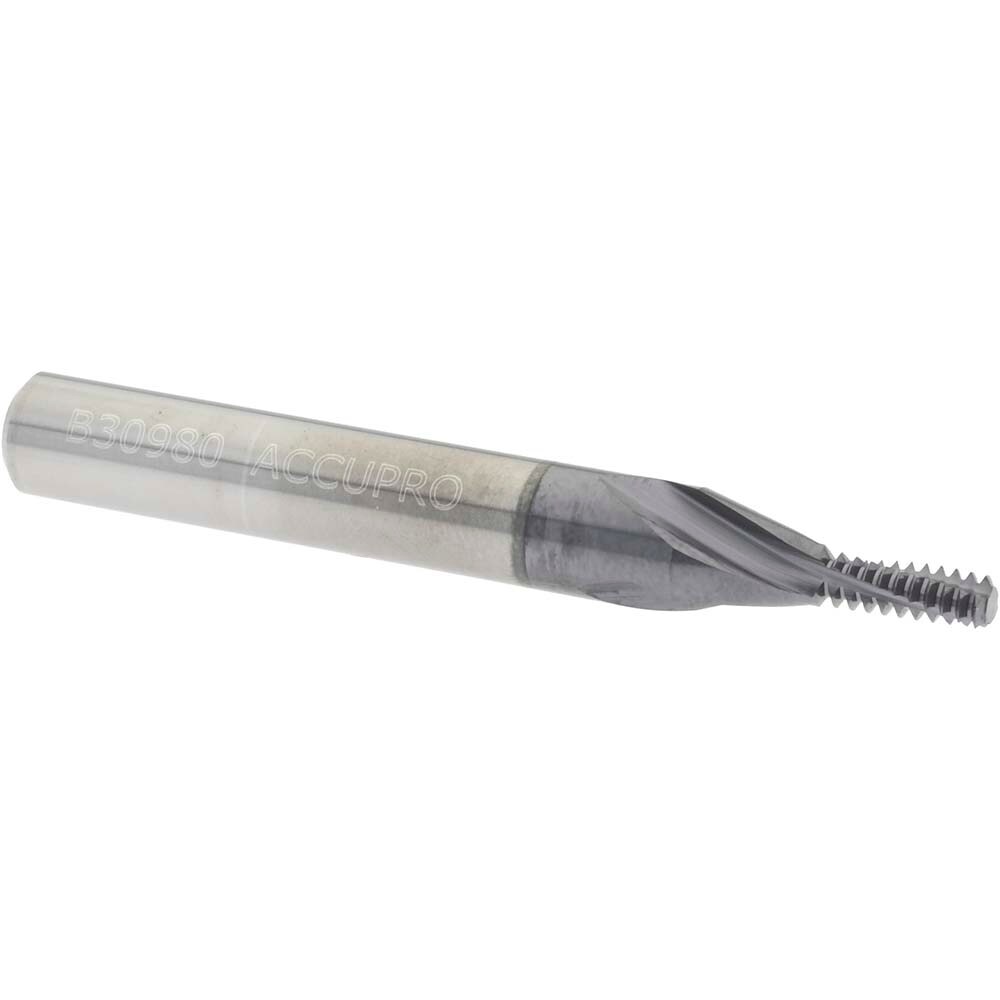 Helical Flute Thread Mill: #8-32, Internal, 3 Flute, 1/4" Shank Dia, Solid Carbide