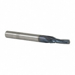 Helical Flute Thread Mill: 1/4-20, Internal, 3 Flute, 1/4" Shank Dia, Solid Carbide