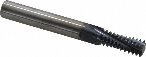 Helical Flute Thread Mill: 1/2-13, Internal, 4 Flute, 3/8" Shank Dia, Solid Carbide