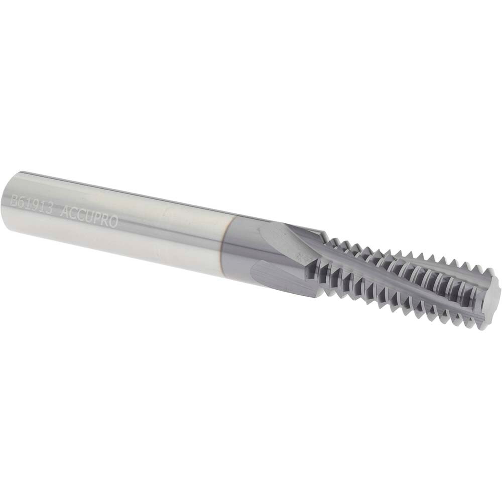 Helical Flute Thread Mill: 5/8-11, Internal, 4 Flute, 1/2" Shank Dia, Solid Carbide