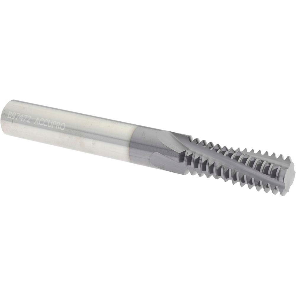 Helical Flute Thread Mill: 3/4-10, Internal, 4 Flute, 1/2" Shank Dia, Solid Carbide