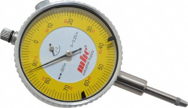 Value Collection 6605-4030 Dial Drop Indicator: 0.25" Range, 0-100 Dial Reading, 0.001" Graduation, 2-9/32" Dial Dia Image