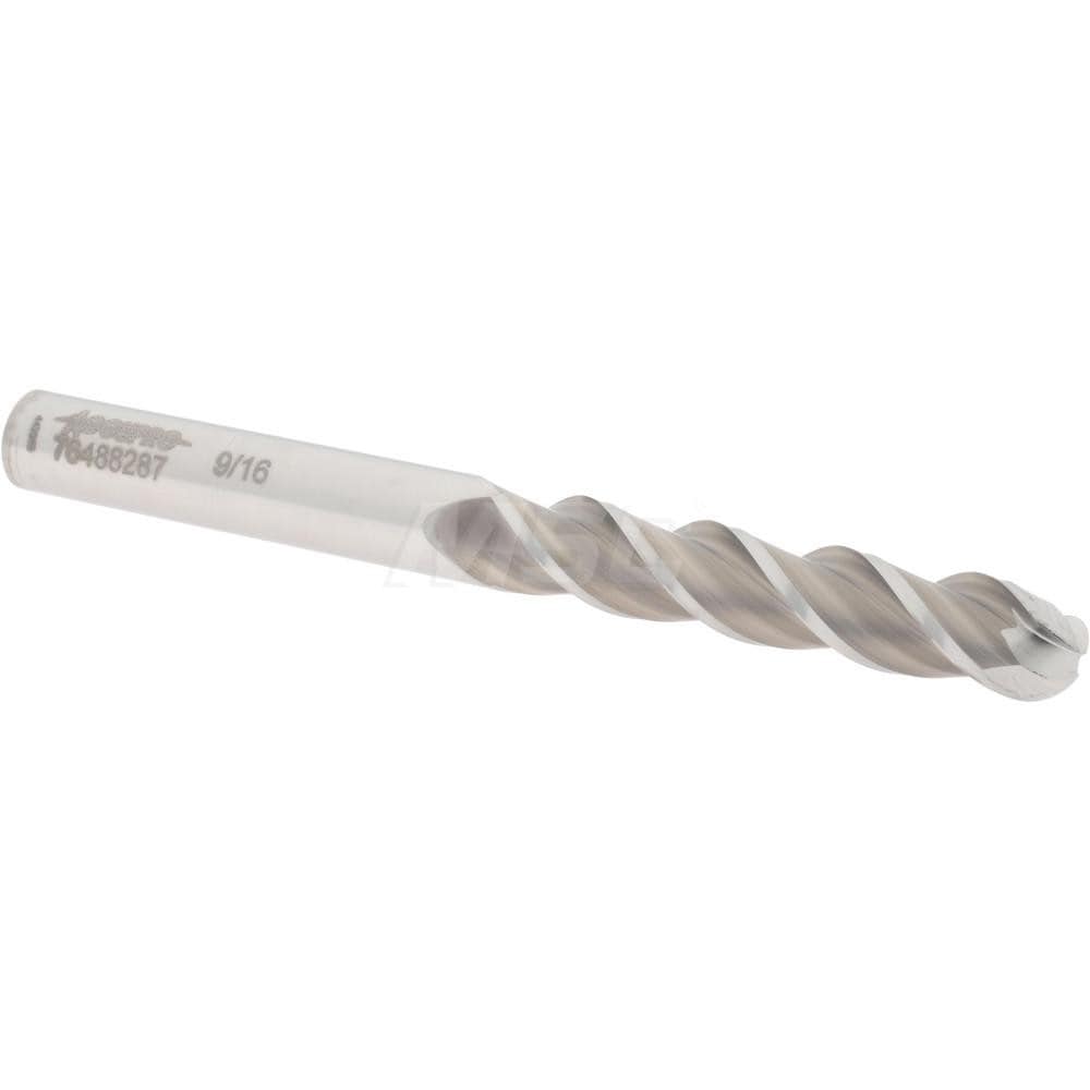 Accupro 12184478 Ball End Mill: 0.5625" Dia, 3" LOC, 3 Flute, Solid Carbide 