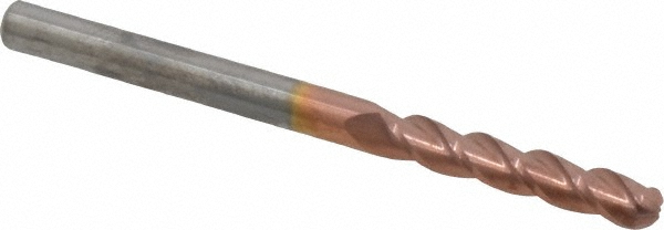 12184488 Ball End Mill: 0.1875" Dia, 1" LOC, 3 Flute, Solid Carbide  