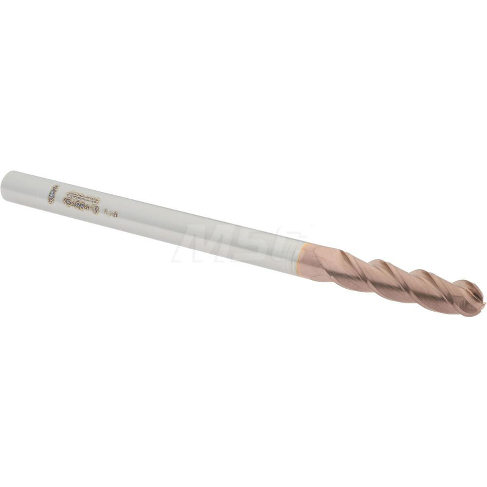 12184500 Ball End Mill: 0.25" Dia, 1" LOC, 3 Flute, Solid Carbide  