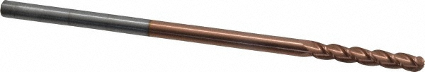 12184524 Ball End Mill: 0.25" Dia, 1.5" LOC, 3 Flute, Solid Carbide  