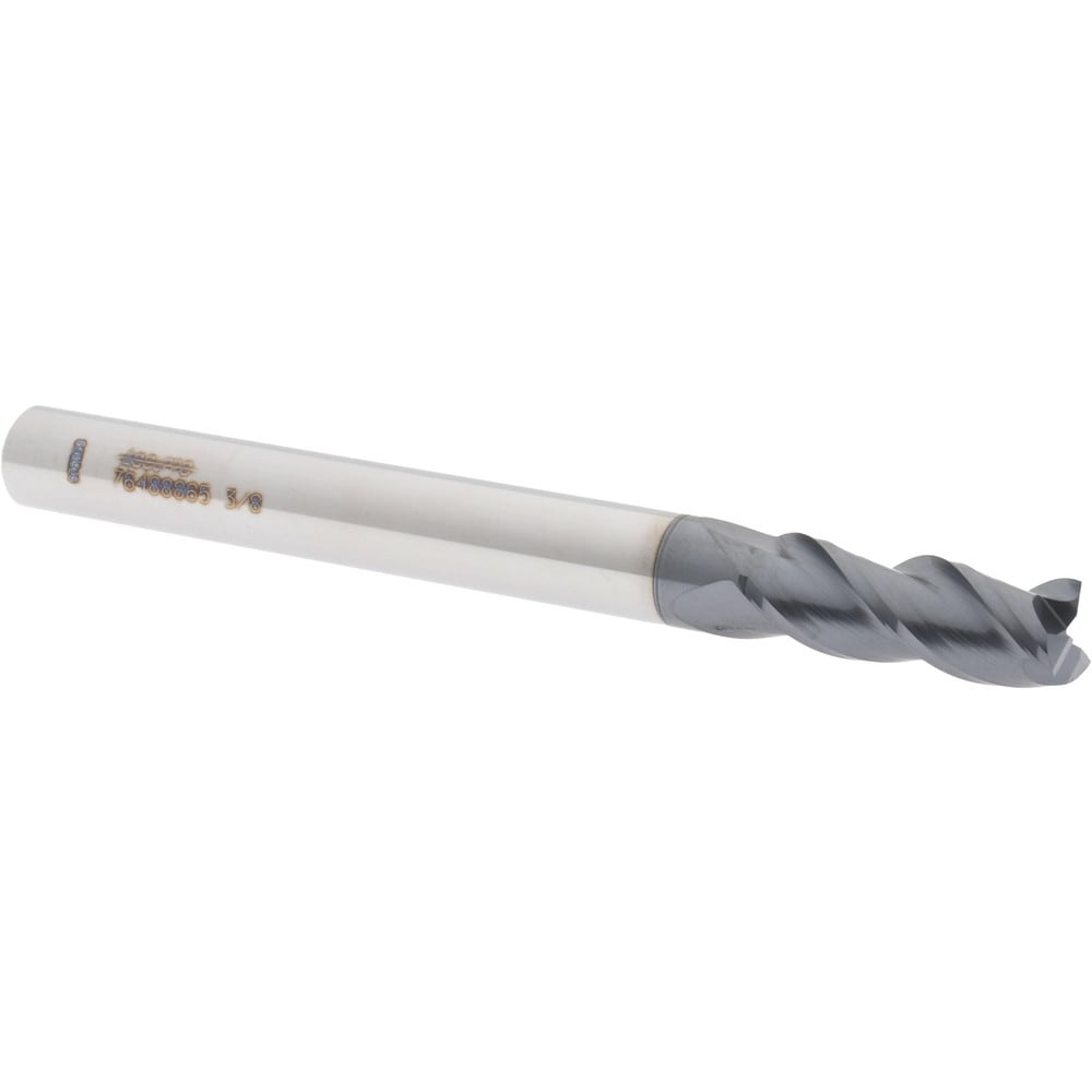 Accupro 12182285 Square End Mill: 3/8 Dia, 1 LOC, 3/8 Shank Dia, 4 OAL, 3 Flutes, Solid Carbide 