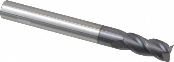 12182288 Square End Mill: 7/16 Dia, 1 LOC, 7/16 Shank Dia, 4 OAL, 3 Flutes, Solid Carbide  